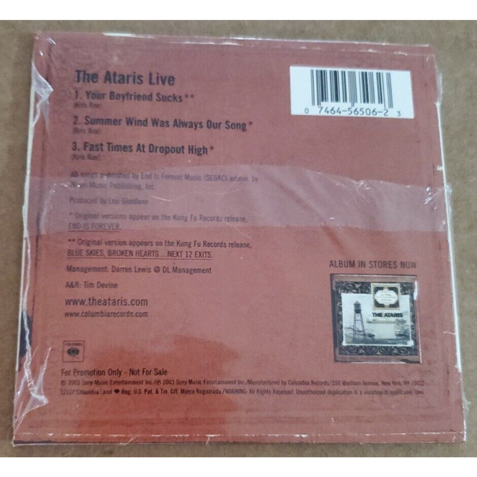 The Ataris Live [3 Song Sampler] by The Ataris (CD, Sep-2003, Columbia)