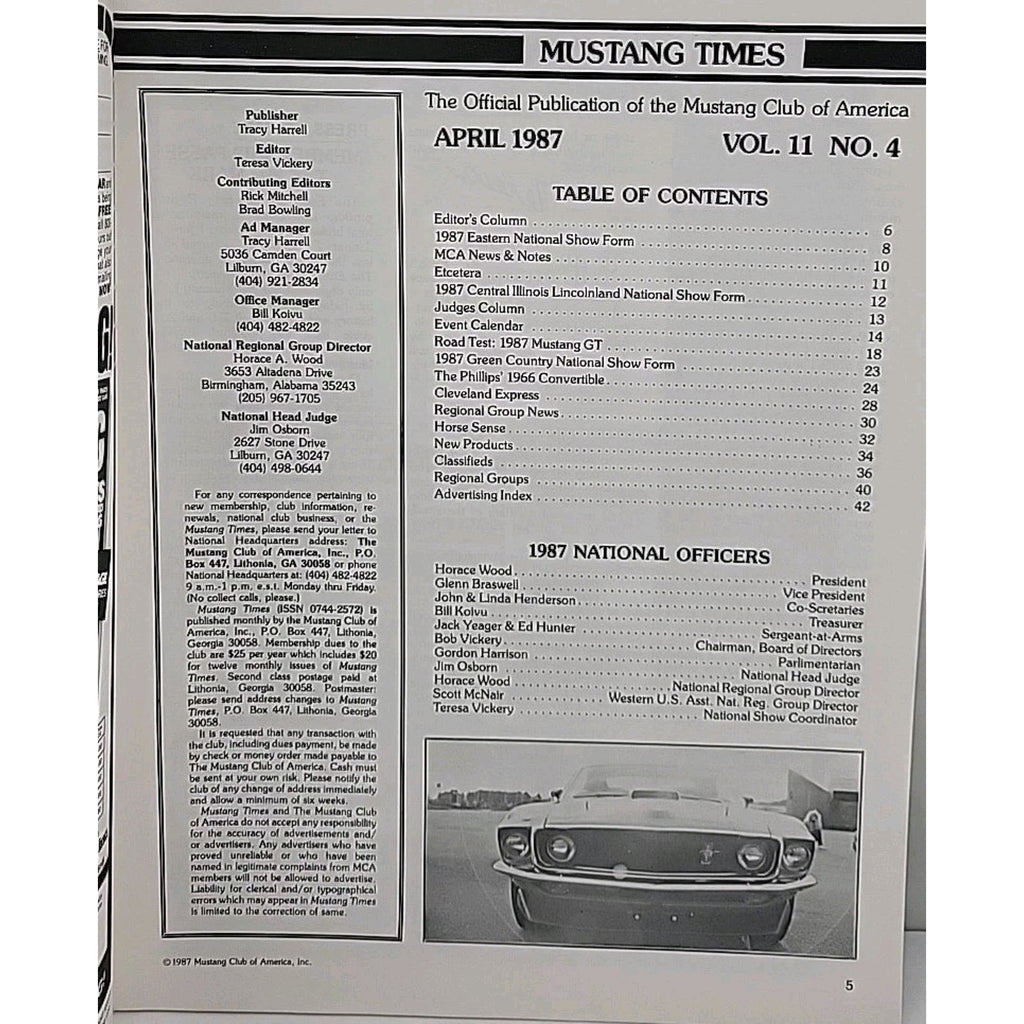 Mustang Times Magazine April 1987 Vol. 11 No. 4