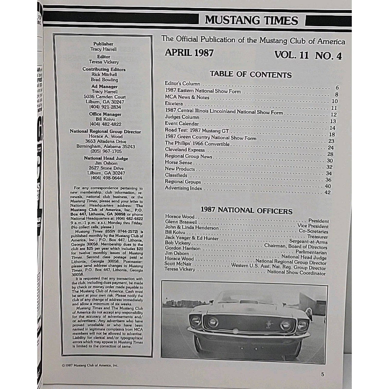 Mustang Times Magazine April 1987 Vol. 11 No. 4