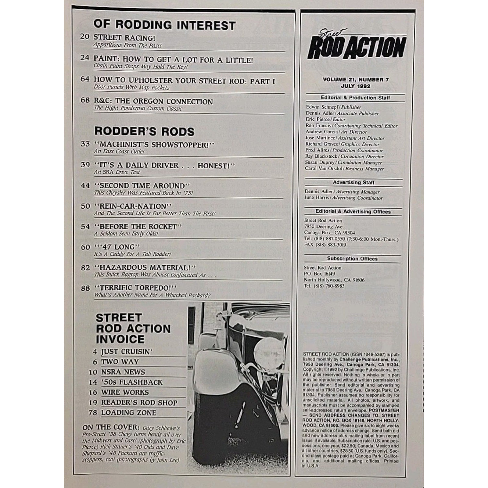 Street Rod Action Magazine July 1992 Volume 21 Number 7