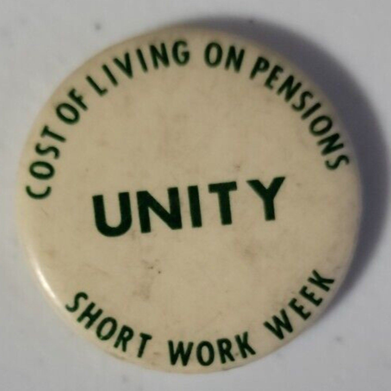 Cost Of Living On Pensions Unity Short Work Week Pinback
