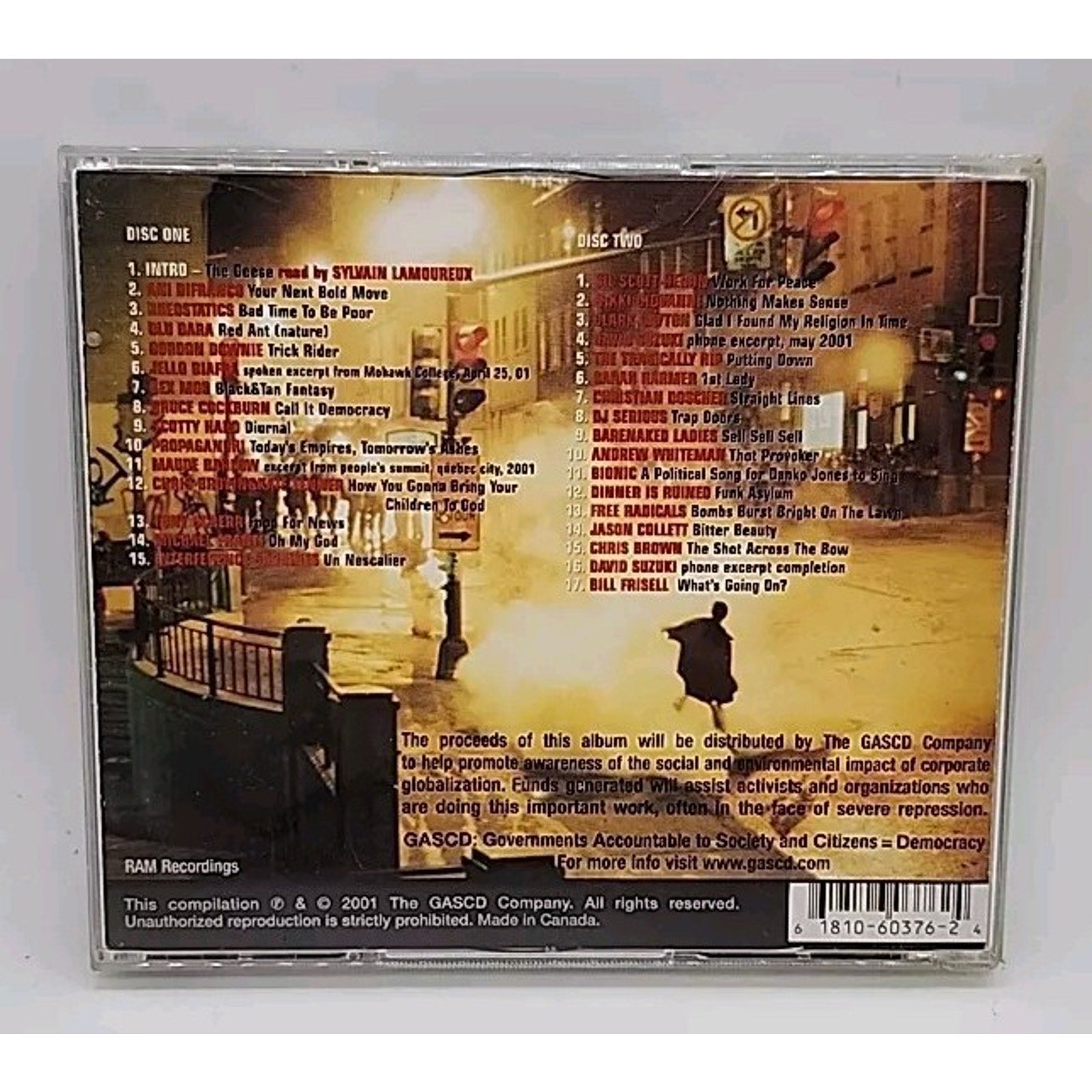 GASCD CD Compilation Corporate Globalization Tragically Hip Barenaked Ladies Ani