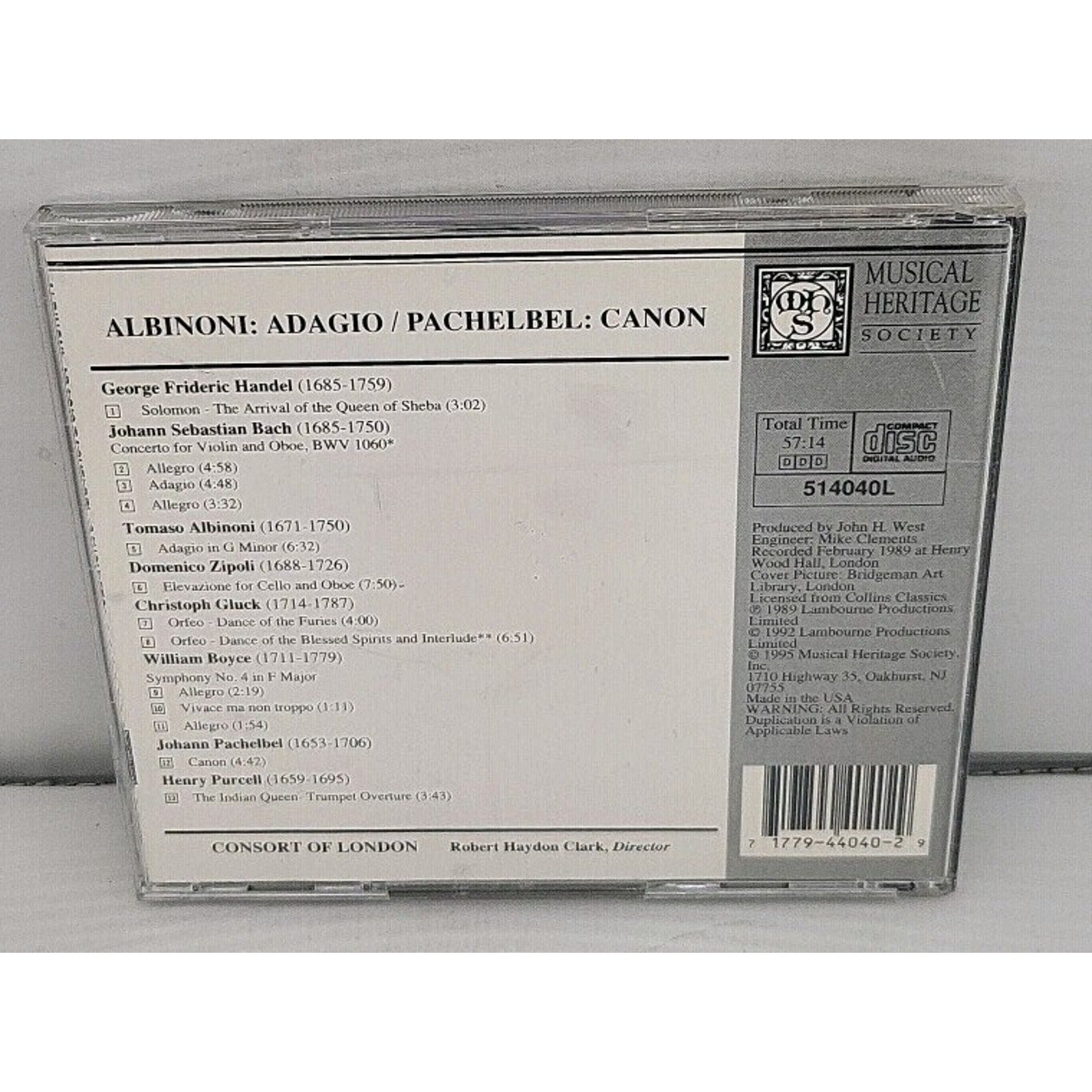 Albinoni: Adagio / Pachelbel: Canon / Handel: Arrival of the Queen of Sheba CD