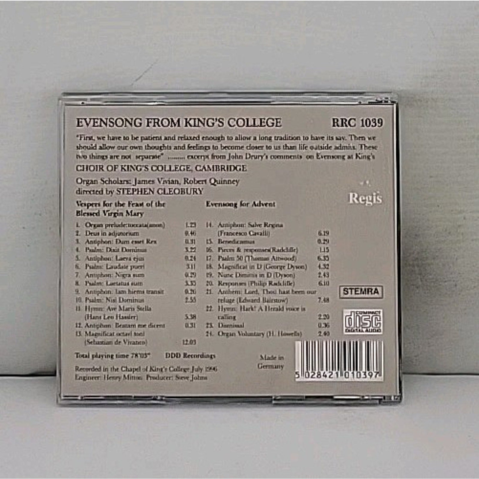 Evensong From King's College Chapel By Stephen Cleobury CD
