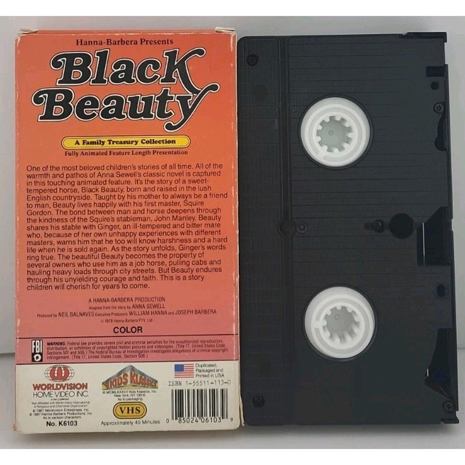 VHS : Black Beauty Hanna Barbera Cartoon Vintage Video Tape