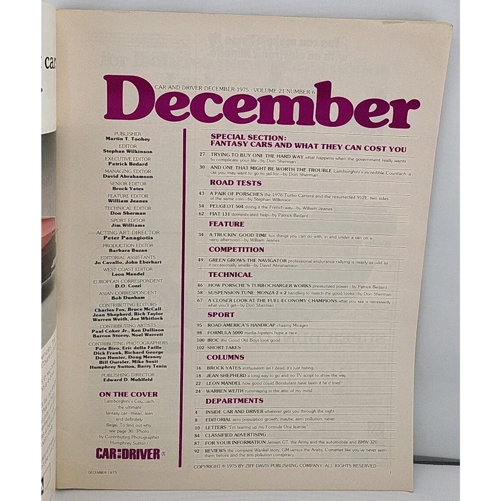 Car And Driver Magazine - December 1975 - Volume 21 Number 6
