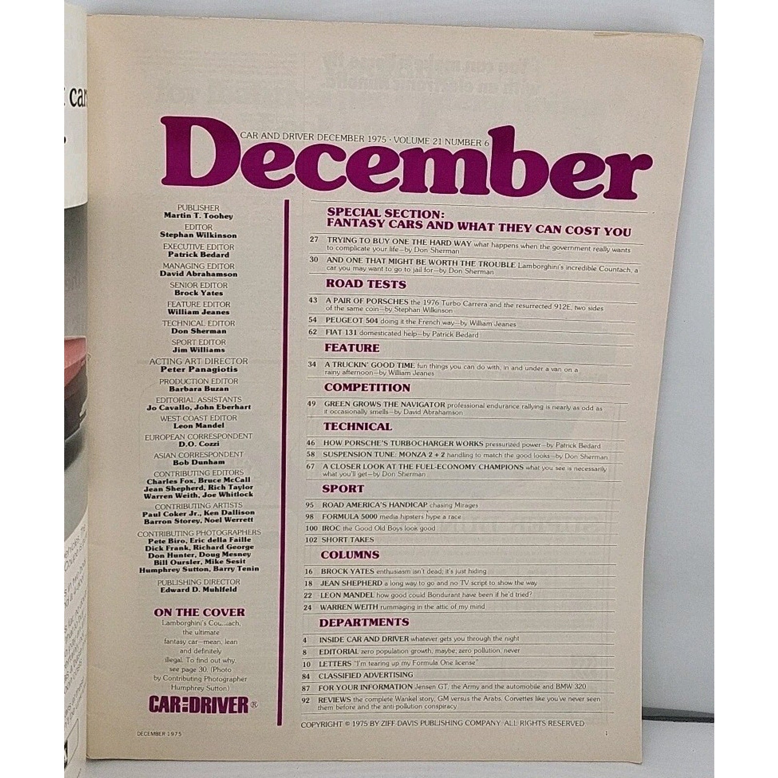 Car And Driver Magazine - December 1975 - Volume 21 Number 6