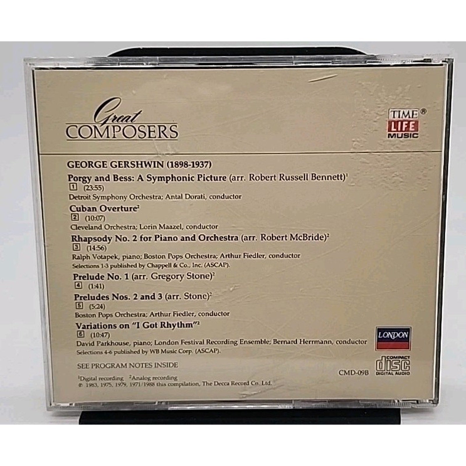 Great Composers: Gershwin (CD, 1988, Time Life Music)