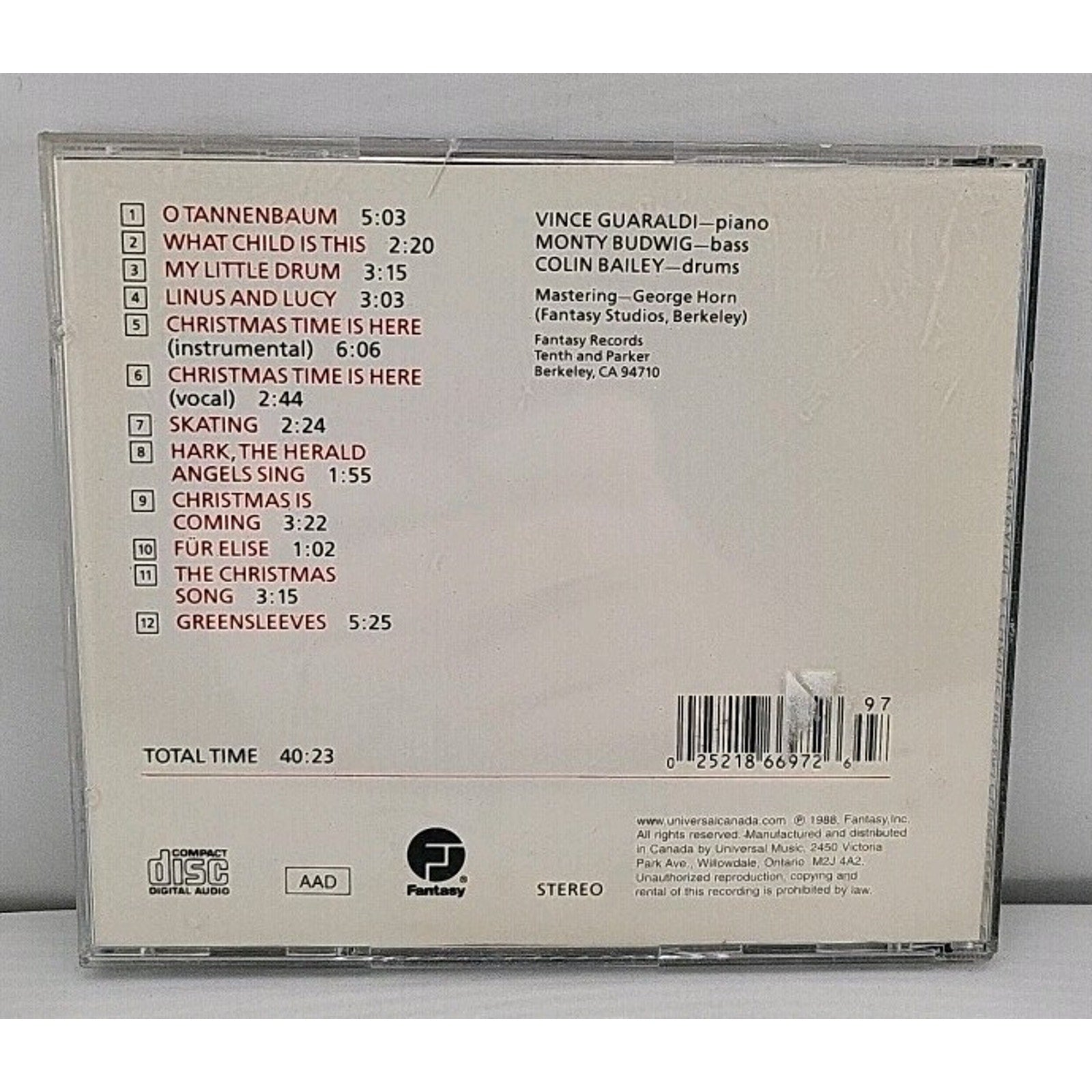 Vince Guaraldi Trio A Charlie Brown Christmas Original Soundtrack CD 1988