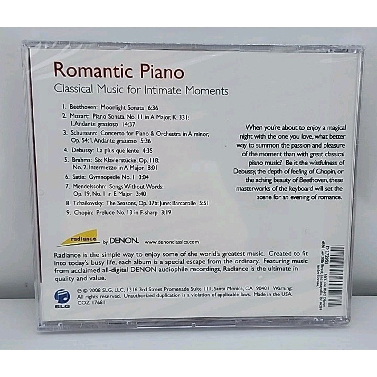 Romantic Piano: Classical Music For Intimate Moments CD 2008 *Brand New*