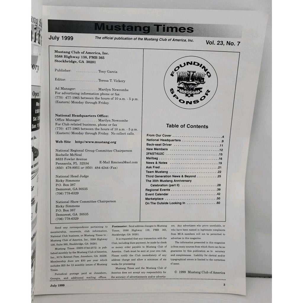 Mustang Times Magazine - July 1999 - Vol. 23 No. 7