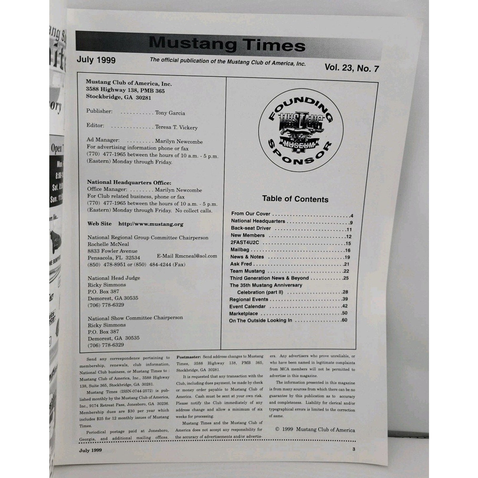 Mustang Times Magazine - July 1999 - Vol. 23 No. 7