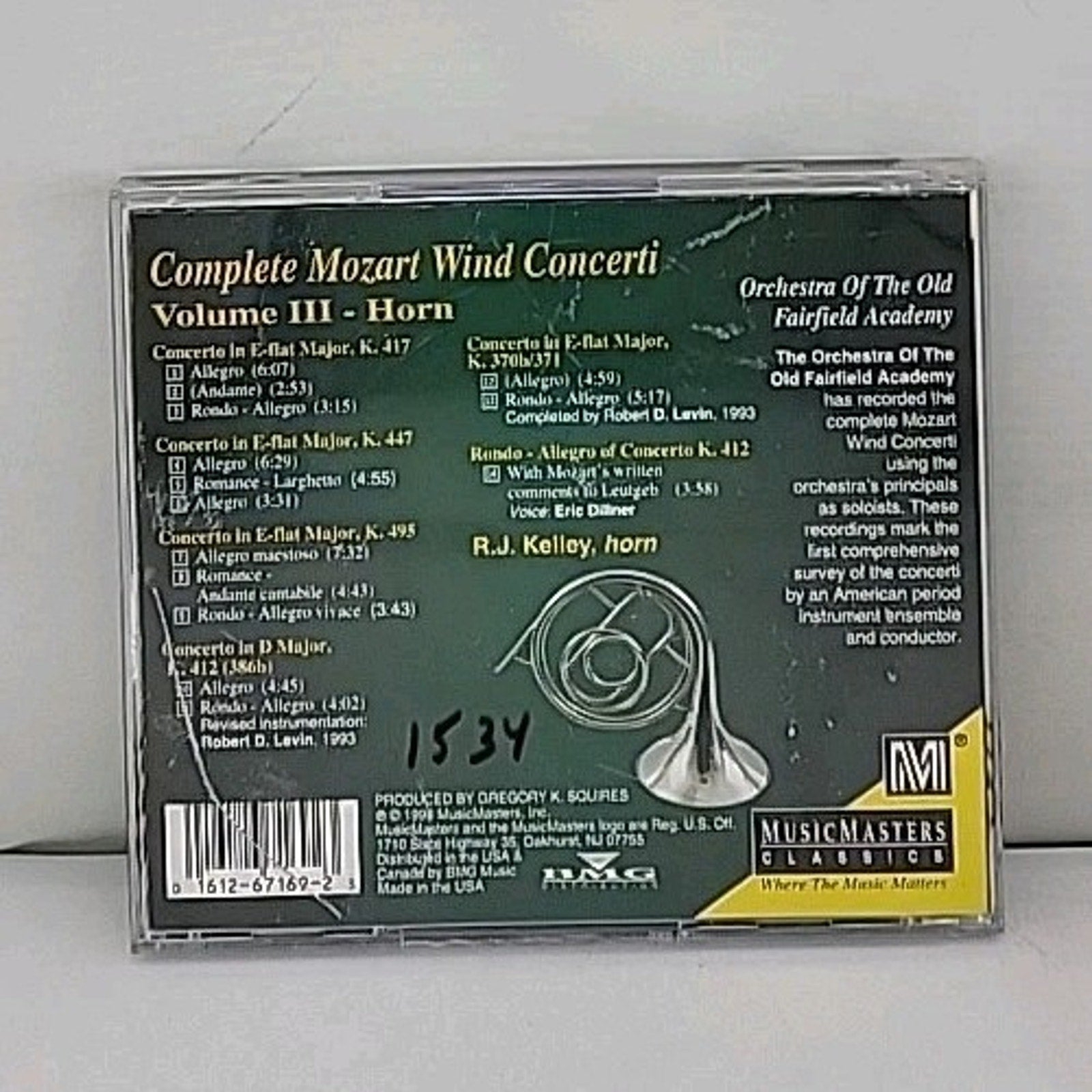 Mozart: Complete Wind Concerti, Vol. 3 - Horn(CD, May-1998, MusicMasters)