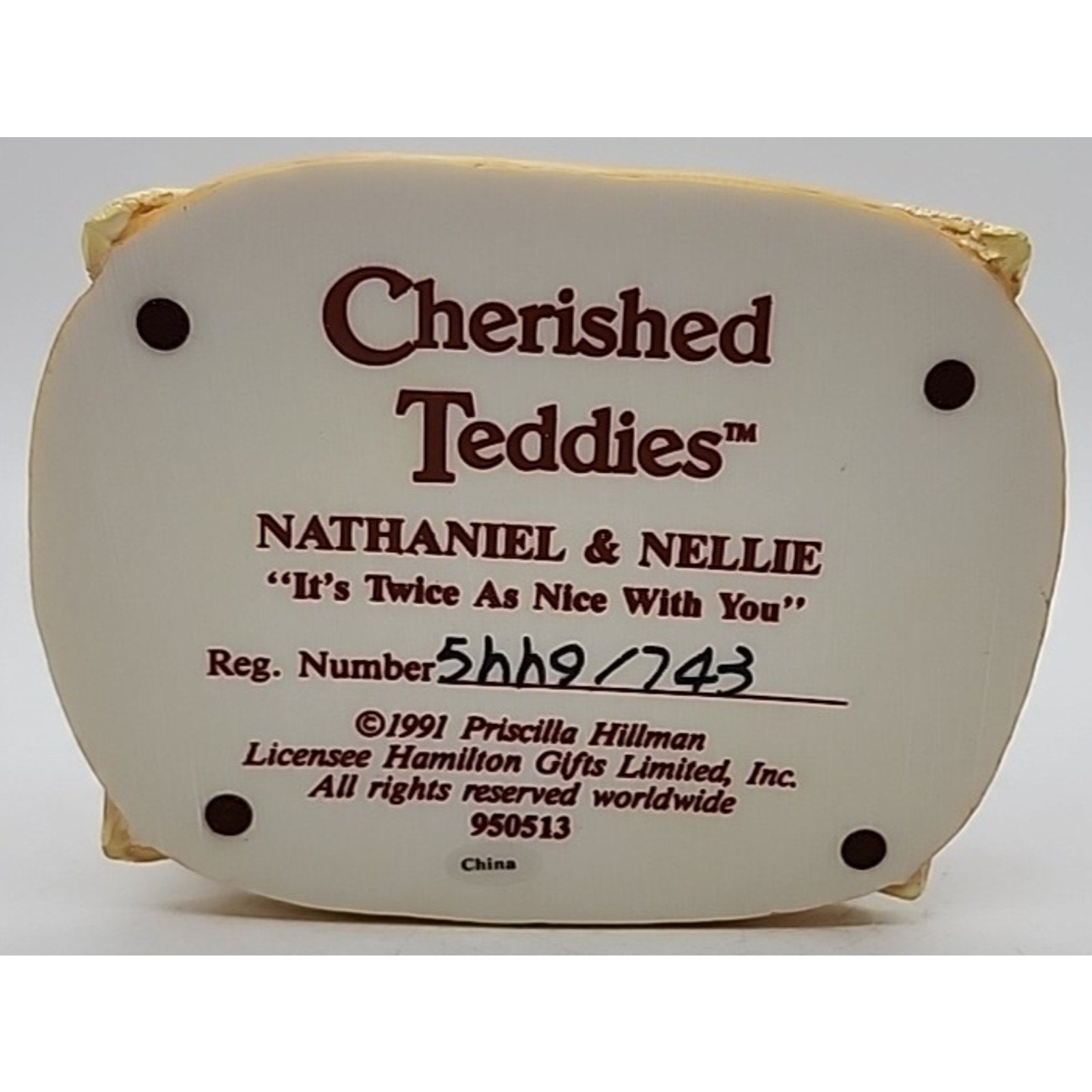 Cherished Teddies 950513 Nathaniel & Nellie "Twice As Nice" w/Box