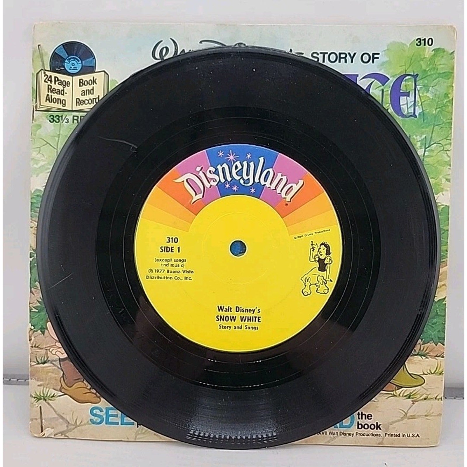 Walt Disney Snow White 310 878 7" 33rpm Vinyl Cover Booklet 1977