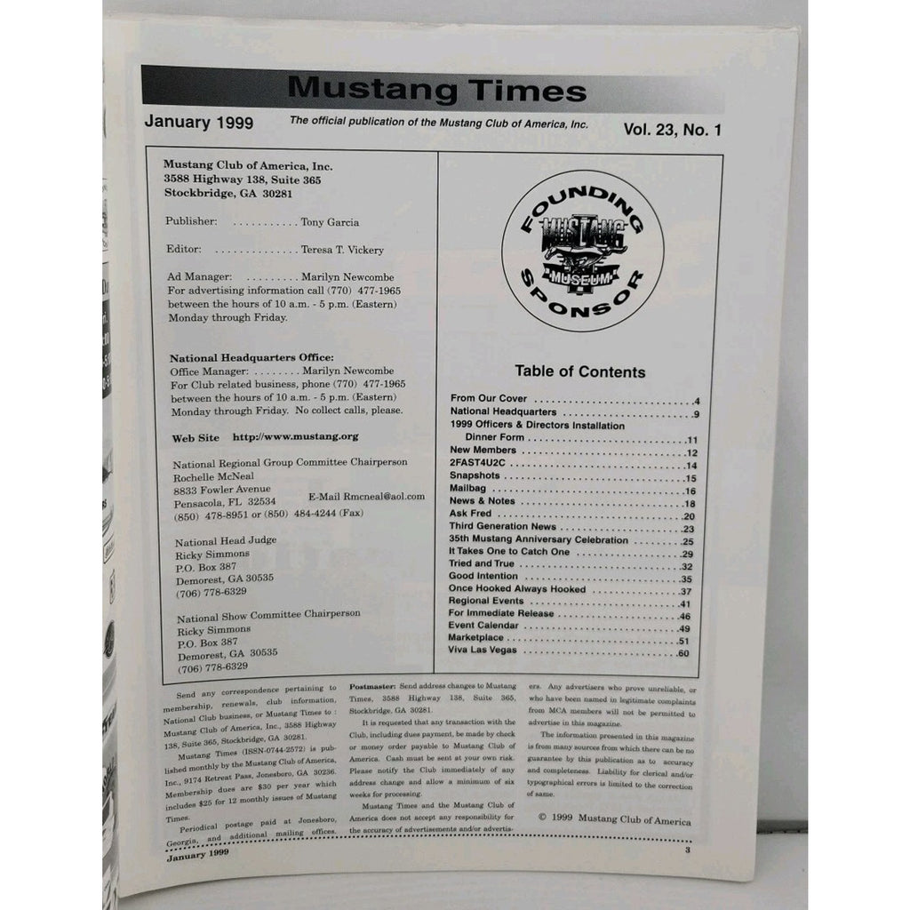 Mustang Times Magazine - January 1999 - Vol. 23 No. 1