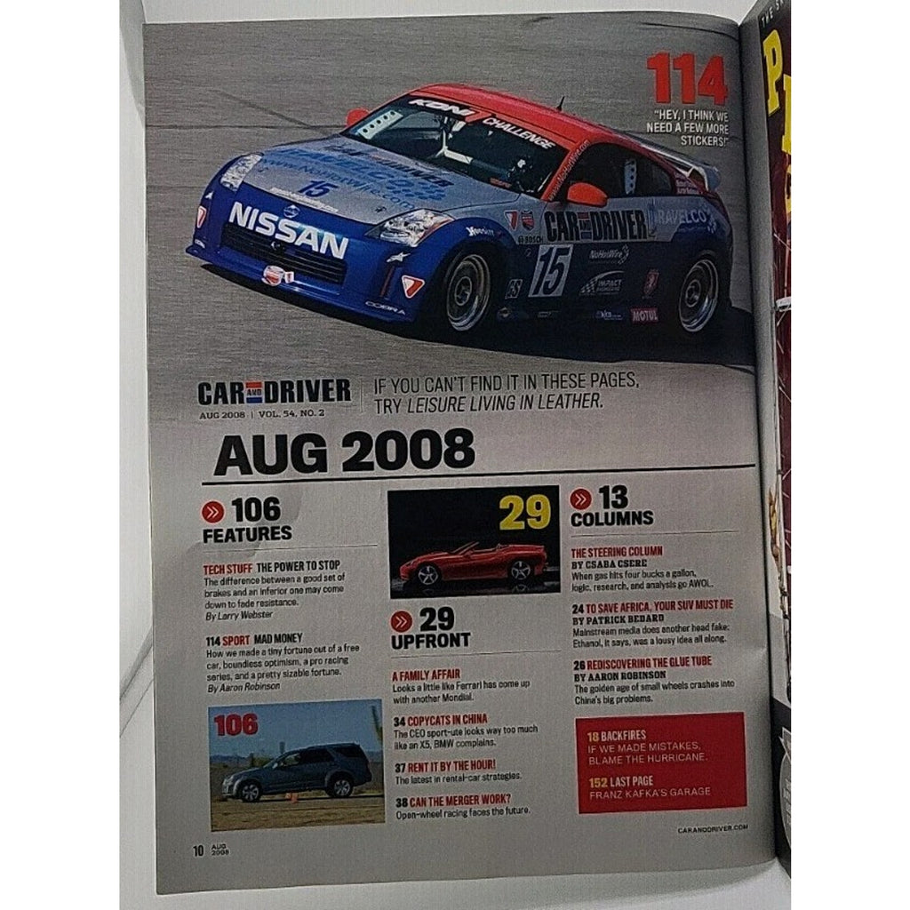 Car And Driver Magazine - August 2098 - Vol. 54 No. 2