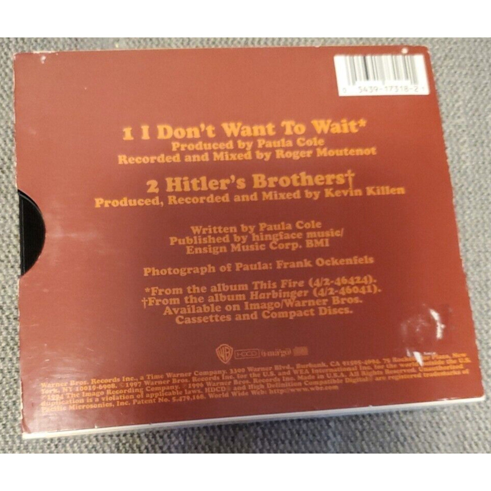 I Don't Want to Wait [CD/Cassette Single] [Single] by Paula Cole (CD, Oct-1997,