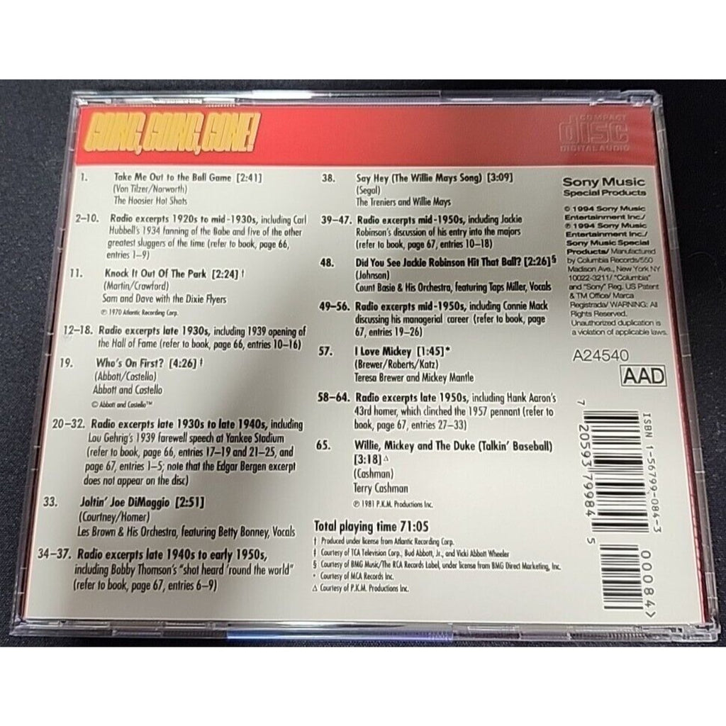 Going, Going, Gone!, 1994 CD, MUSIC AND MEMORIES FROM BROADCAST BASEBALL