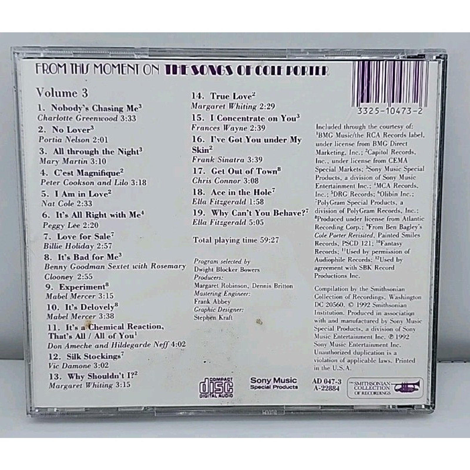 Various Artists - From This Moment: Cole Porter Songs Vol. 3 (CD, 1998)