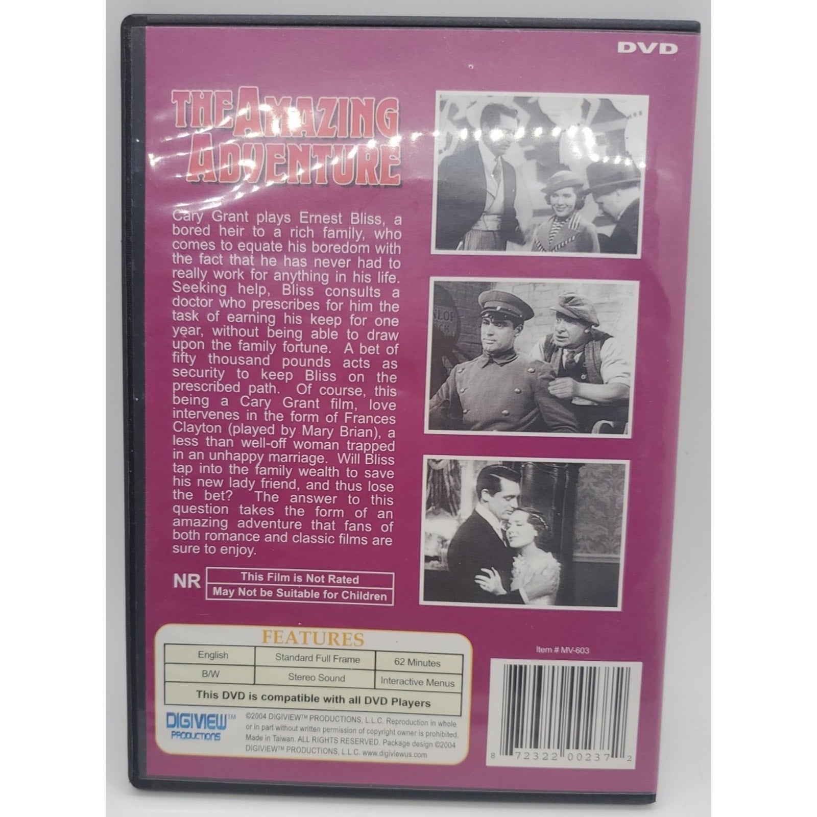 The Amazing Adventure Cary Grant Mary Brian Classic Black & White Romance (DVD)