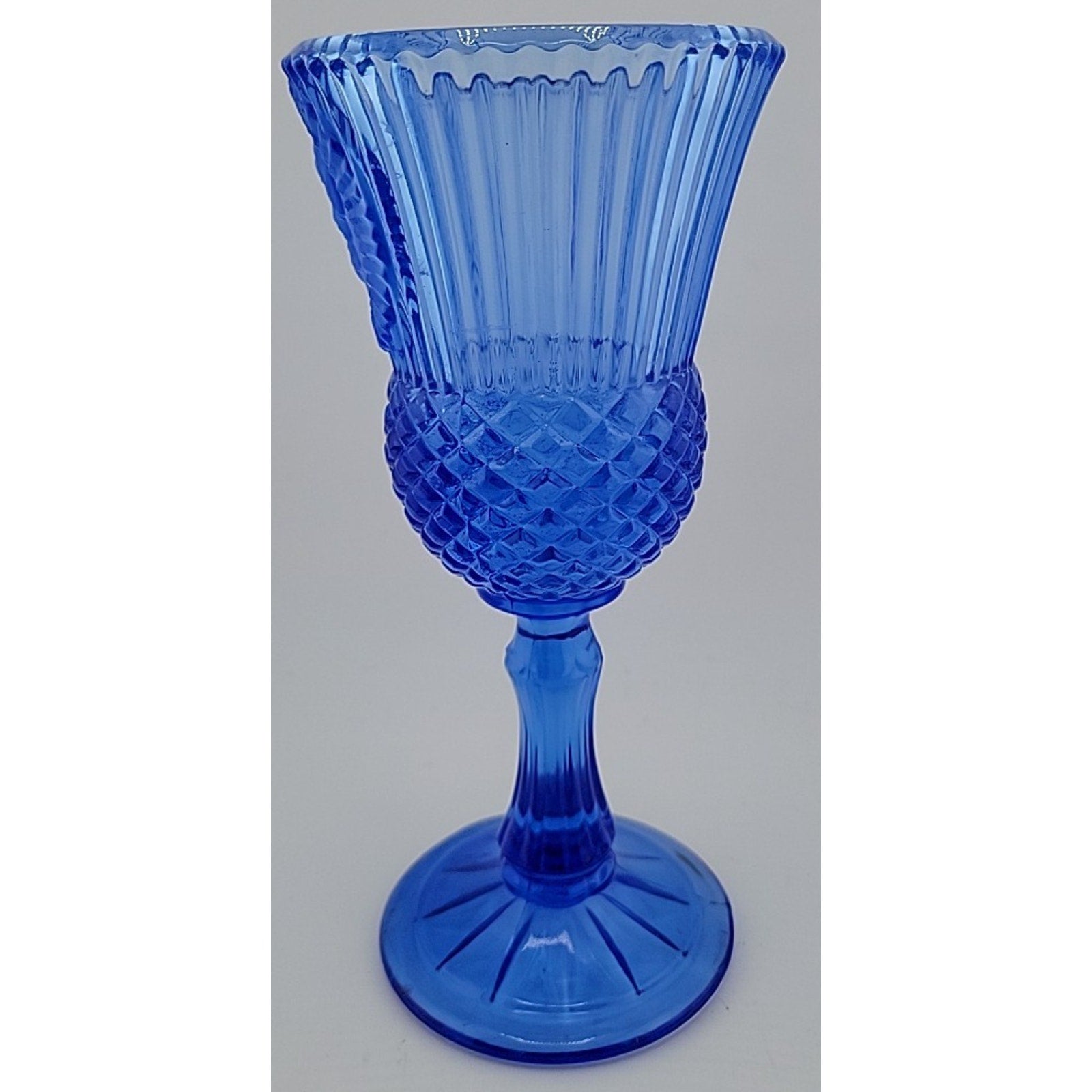 Vintage Avon Cobalt Blue Glass Goblet Martha Washington Fostoria Cameo 8 Inches