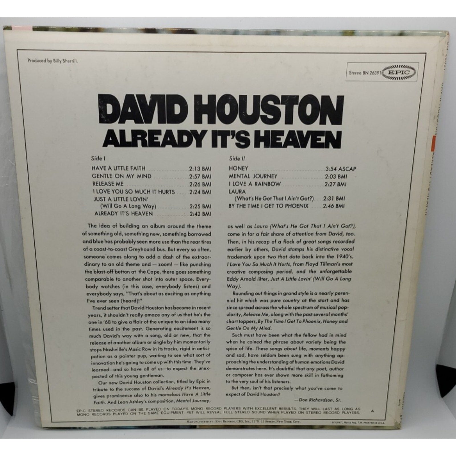David Houston Already "It's Heaven" (Record)