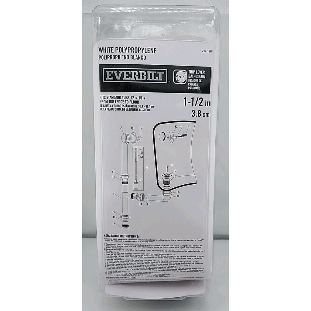 Everbilt Trip Lever Bath Drain 1-1/2" Polypropylene Chrome Trim 214 126