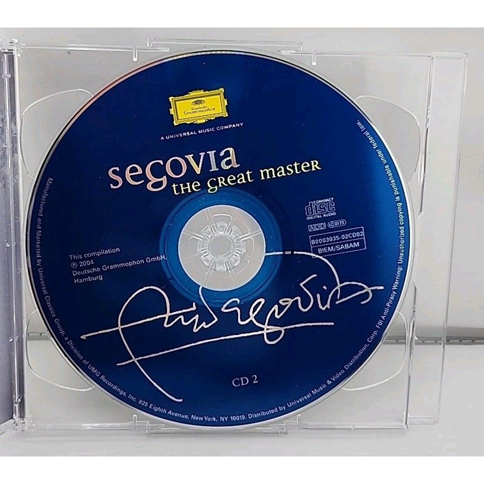 The Great Master - Audio CD By Andr's Segovia - Only Has 2nd Disc