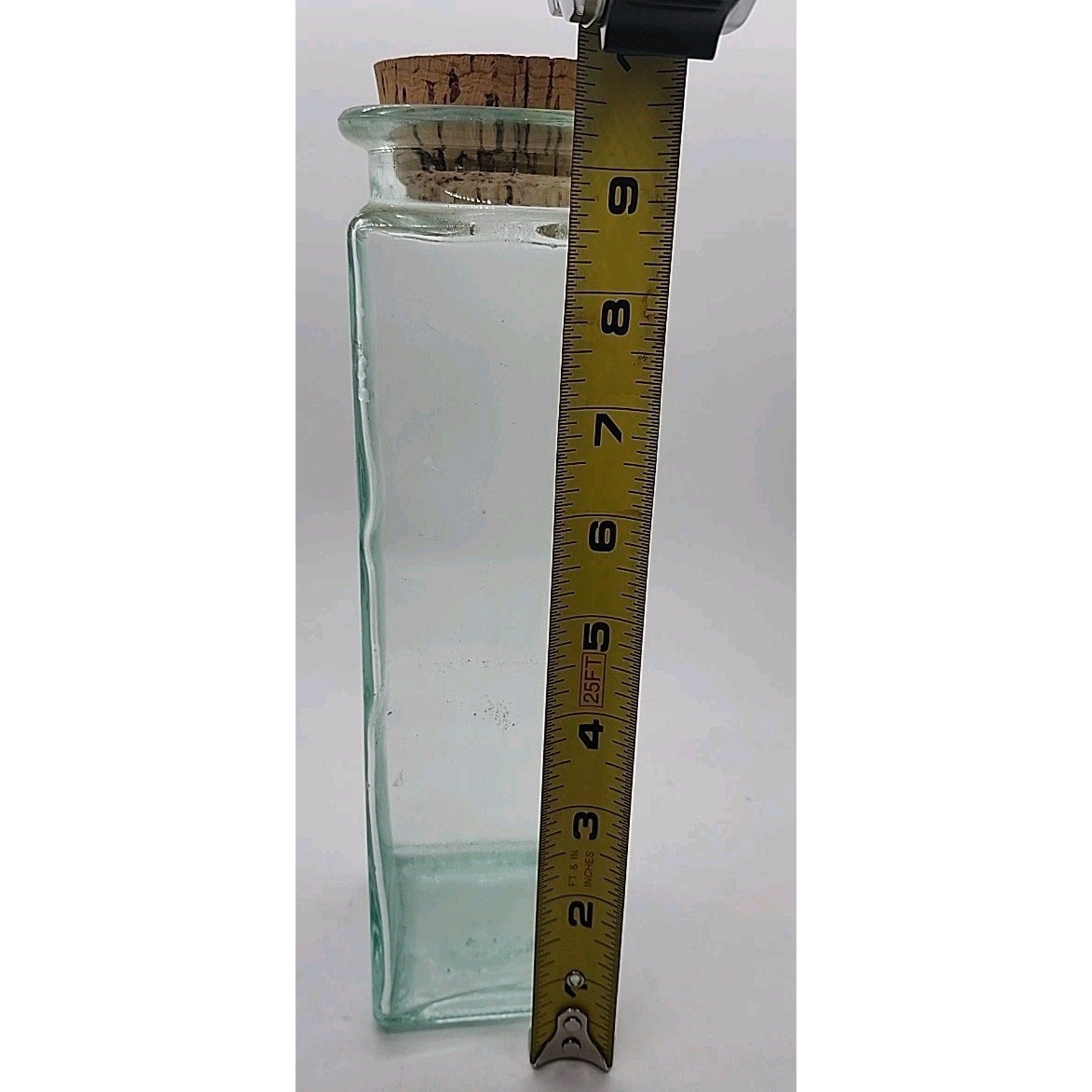 9.5" Square Clear Glass Container With Cork
