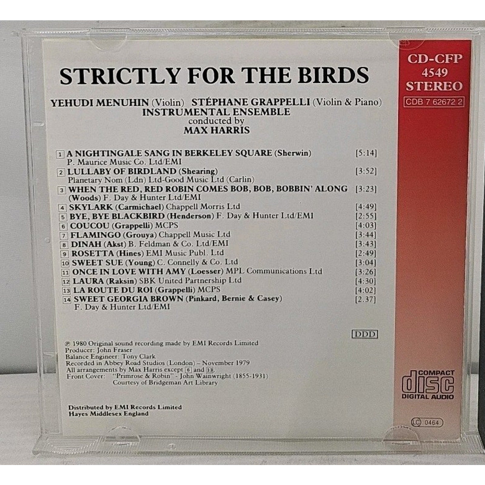 Strictly for the Birds by Stéphane Grappelli (CD, 1989)