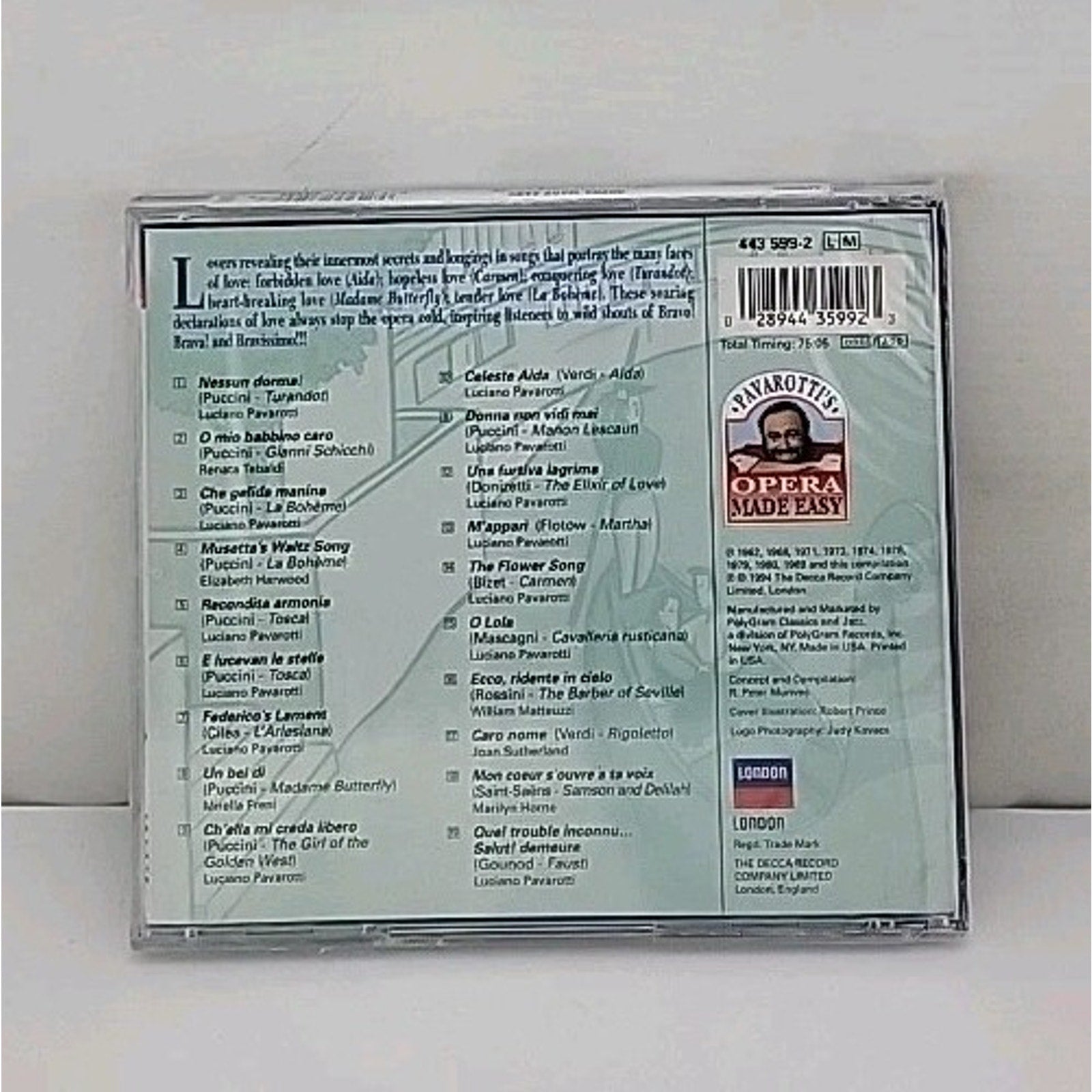 My Favorite Love Songs by Luciano Pavarotti (CD, 1994) *Brand New*