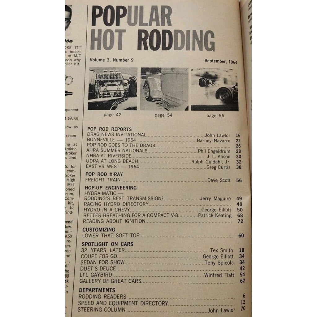 Popular Hot Rodding Magazine September 1964