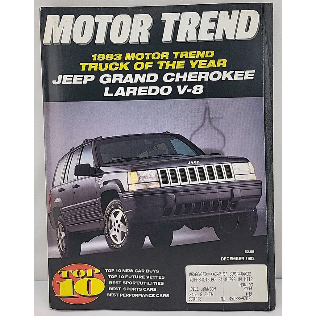 Motor Trend Magazine - December 1992 - Volume 44 Number 12