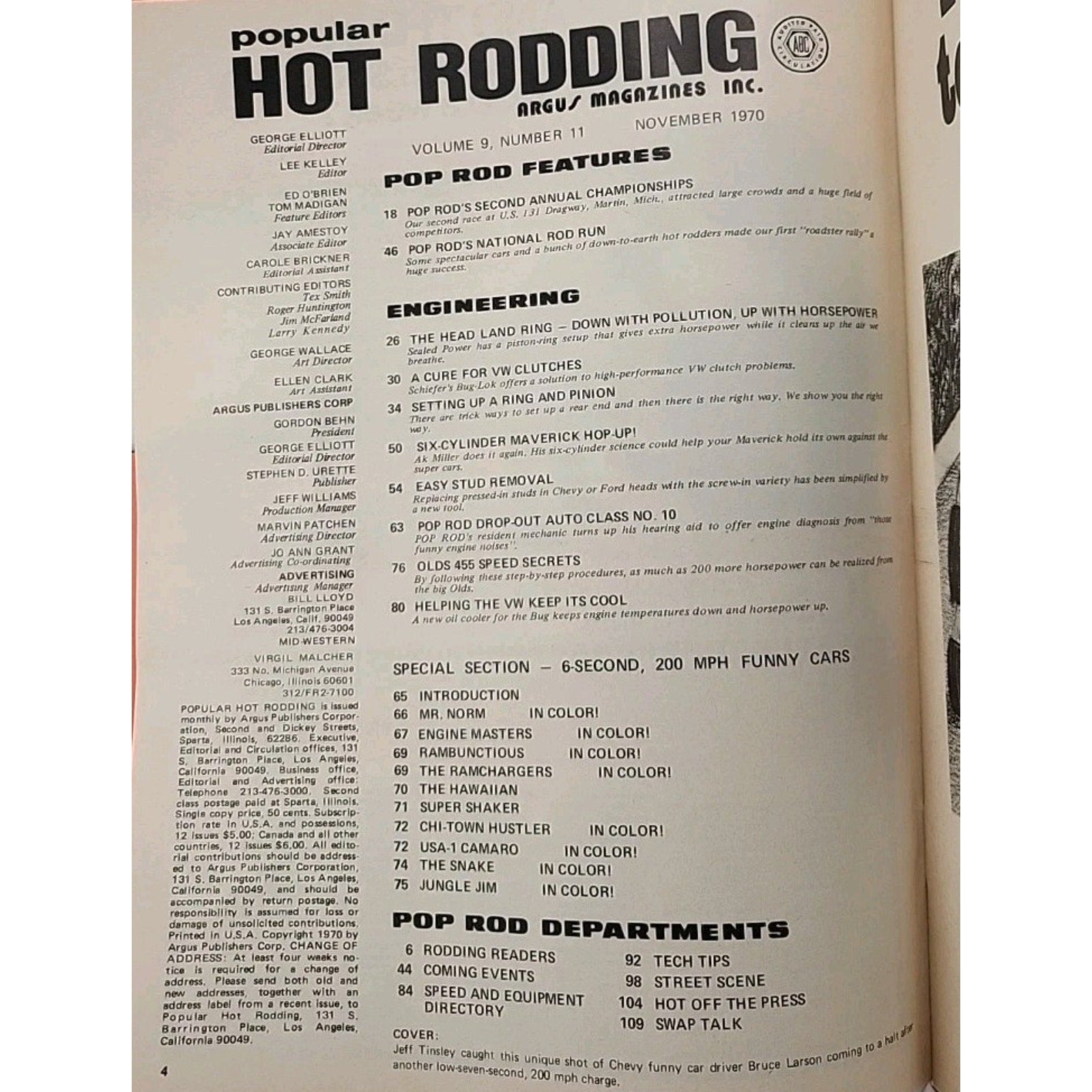 Popular Hot Rodding Magazine November 1970