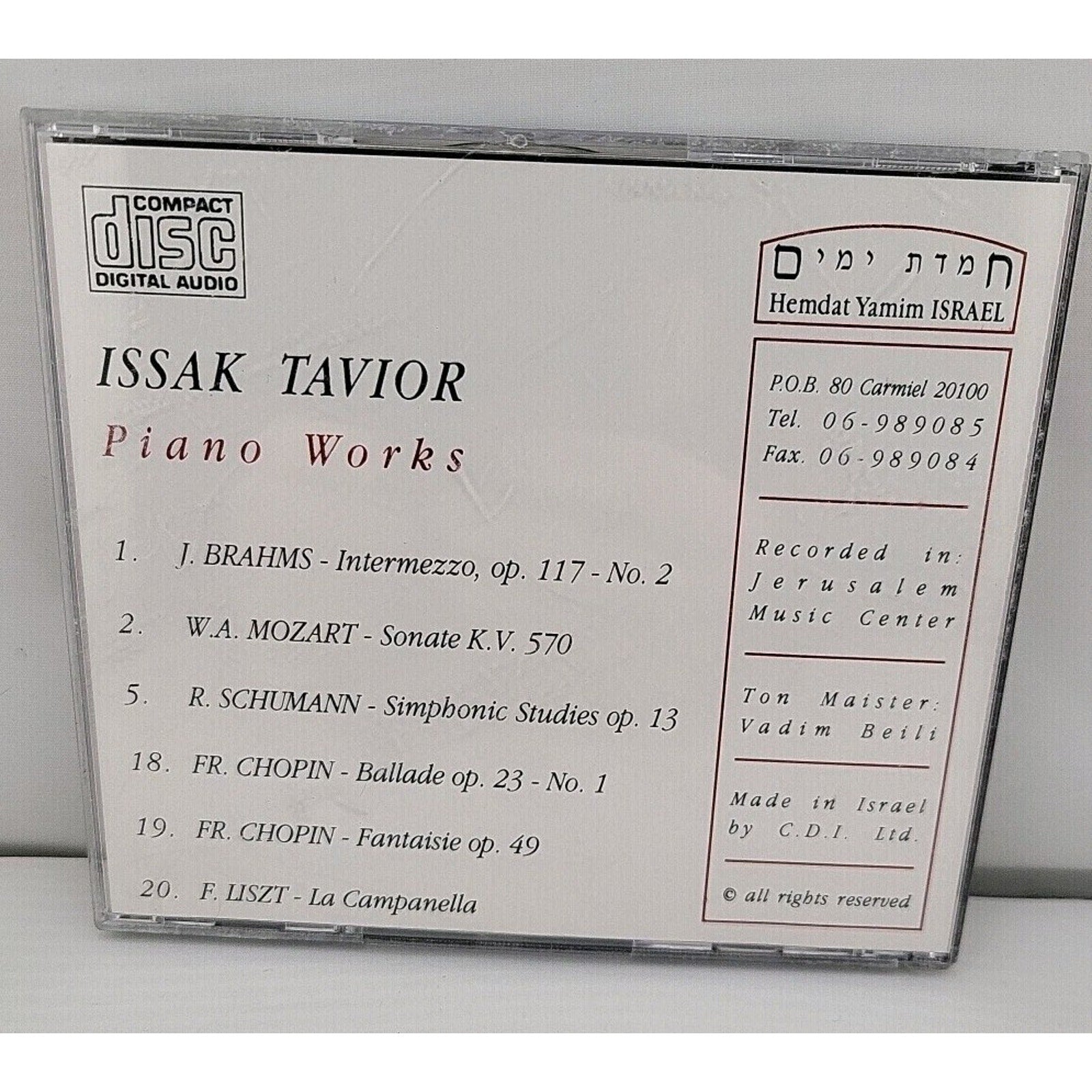 Issak Tavior Piano Works. Signed Case CD