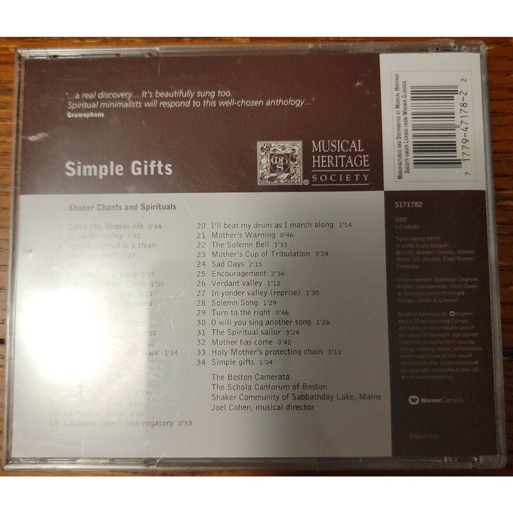 Simple Gifts: Shaker Chants and Spirituals (CD, Sep-1995, Erato (USA))