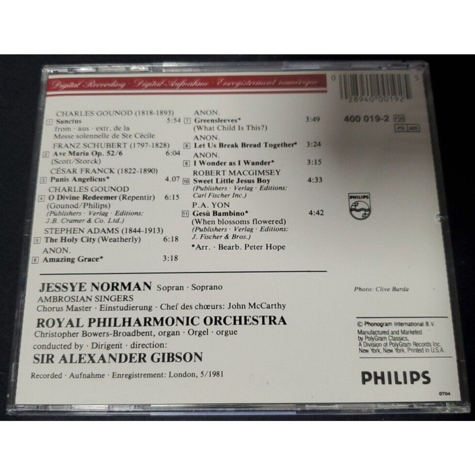 Sacred Songs : Jessye Norman : Schubert, et al (CD, Mar-1983, Philips)
