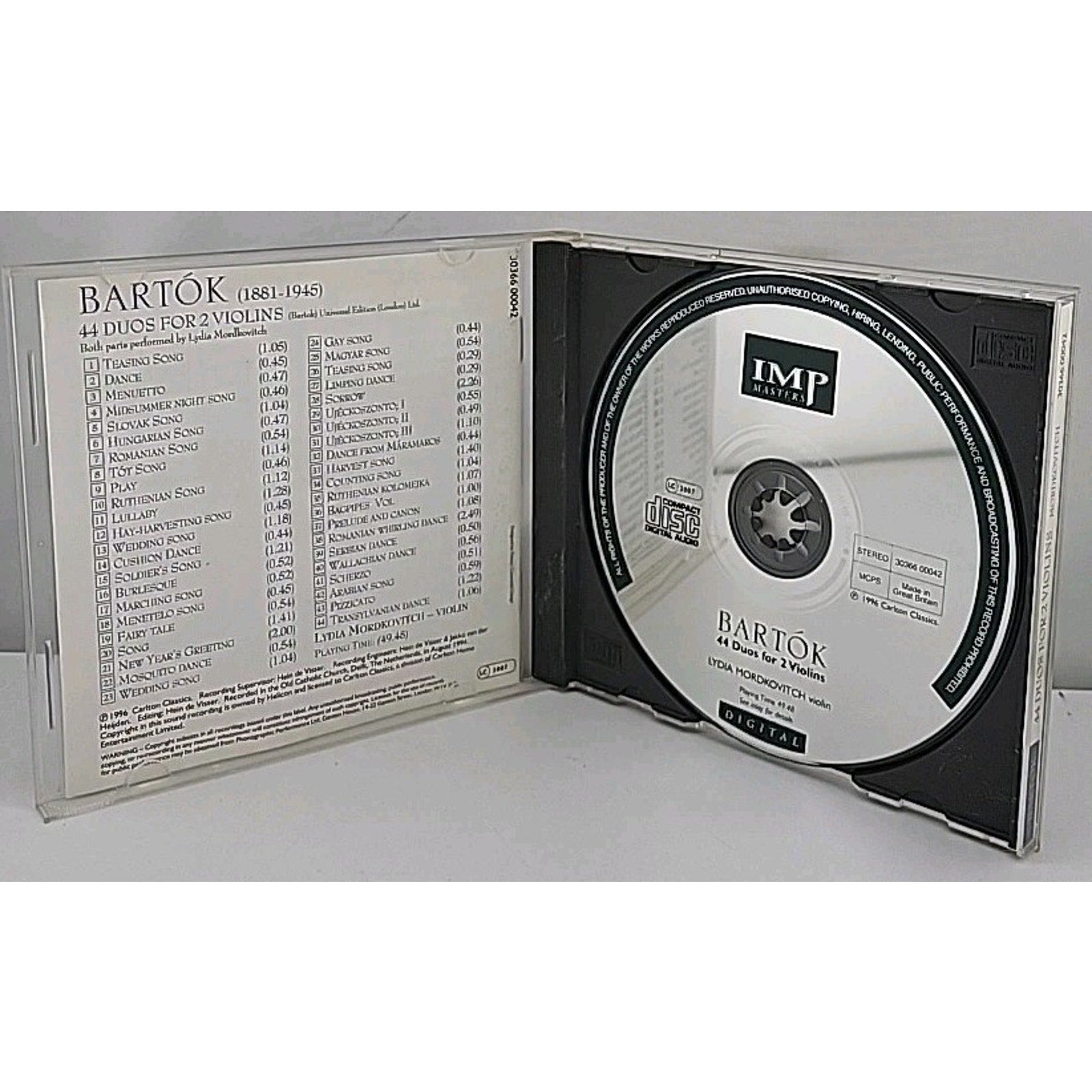 Bartok - 44 Duos For 2 Violins By Lydia Mordkovitch CD