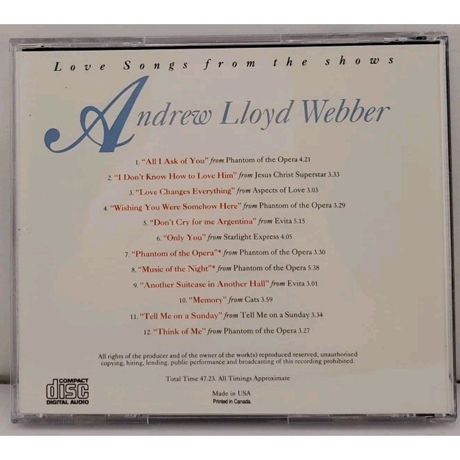Andrew Lloyd Webber-Love Songs from The Shows CD