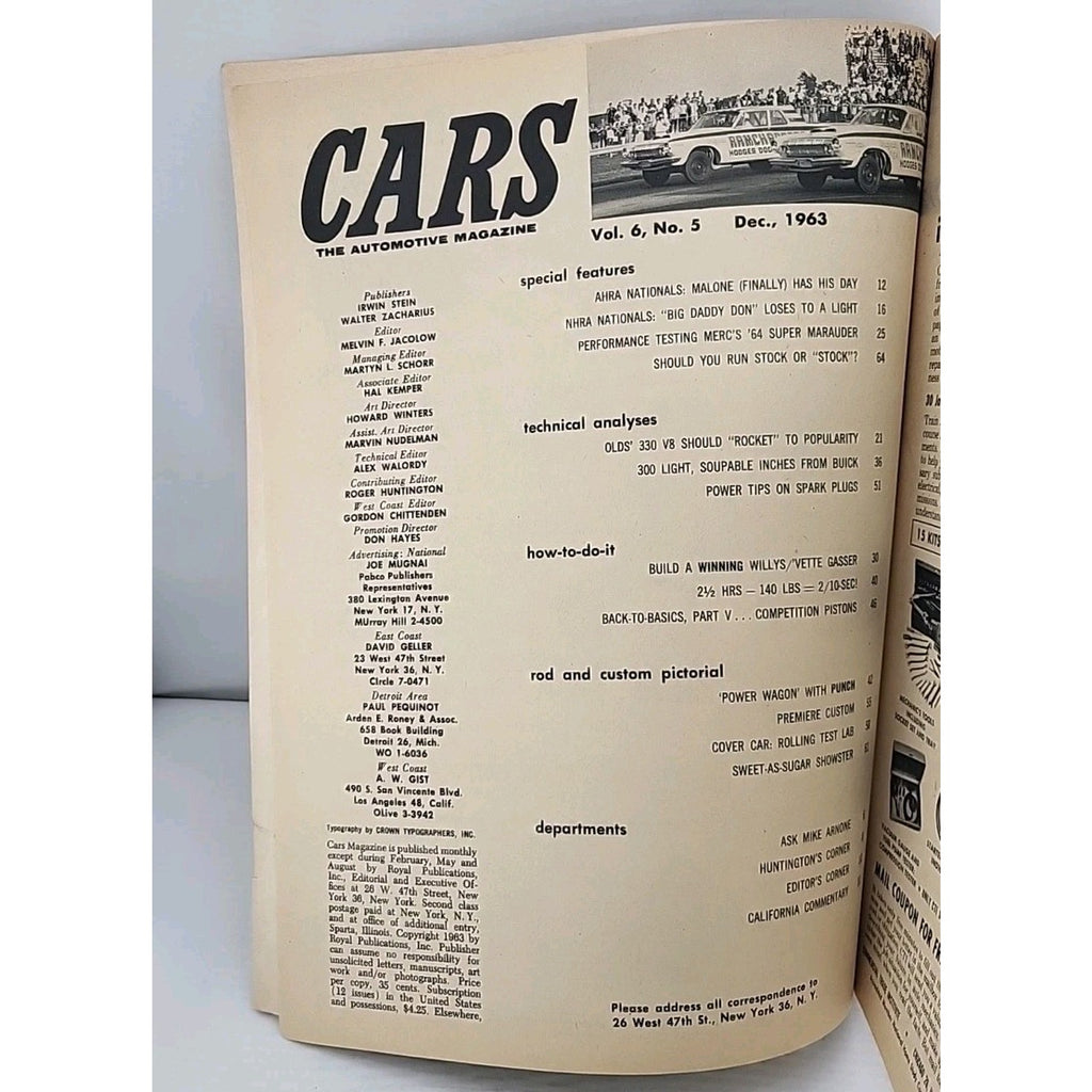 Cars The Automotive Magazine December 1963 – '64 Merc 425hp Super Marauder / Cra