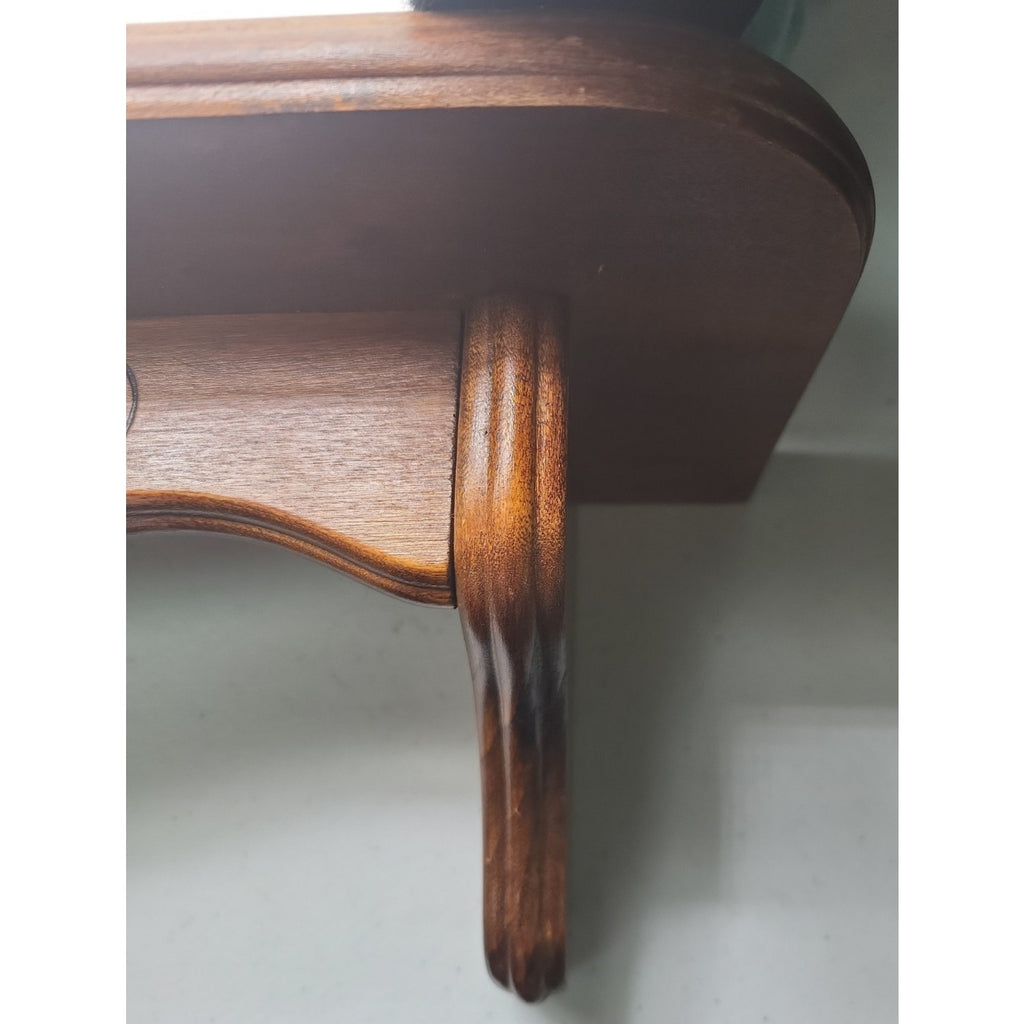 Vtg 970's-1980's Wooden Shelf with beautiful Floral Carved Detailed Sturdy