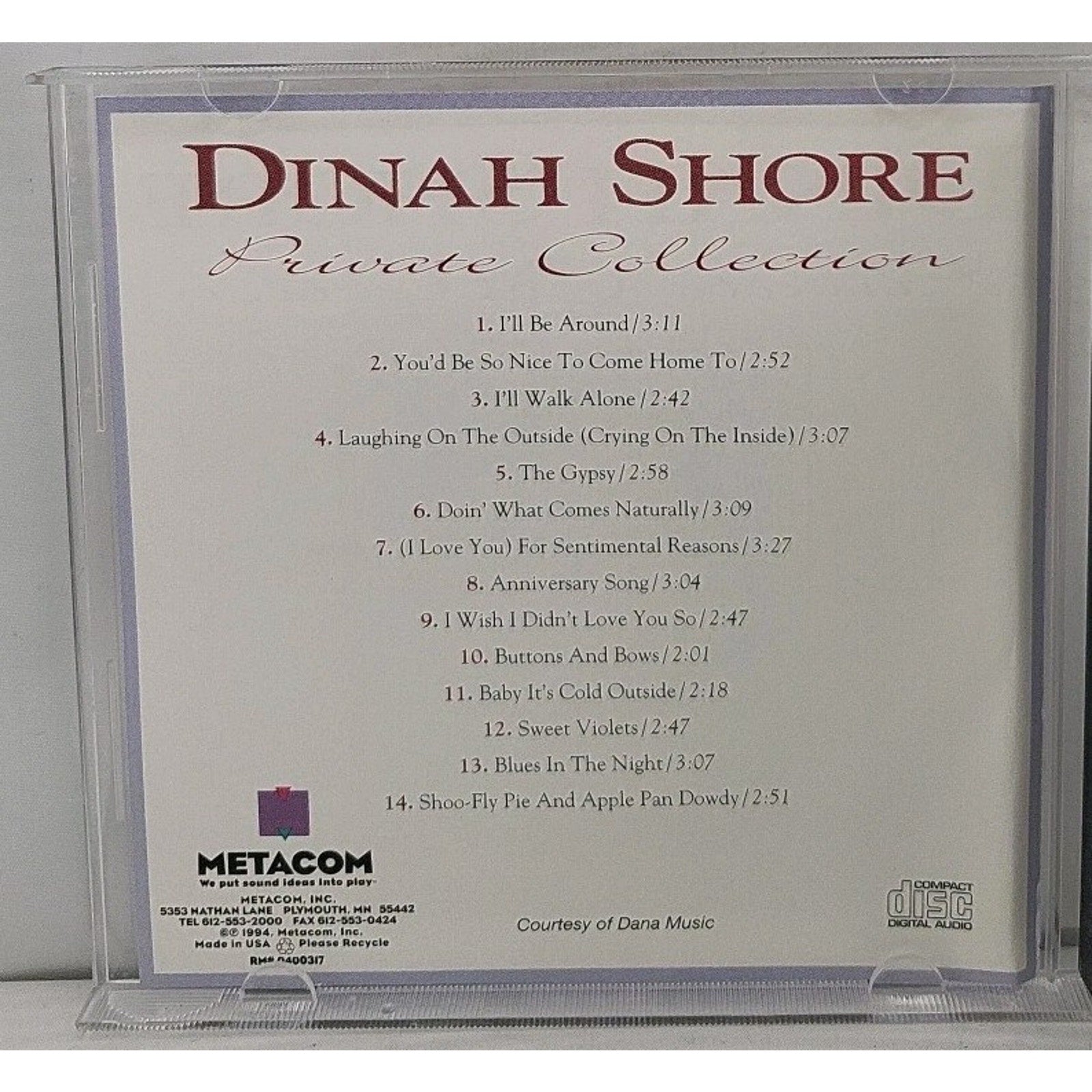 Private Collection by Shore, Dinah (CD, 2013)