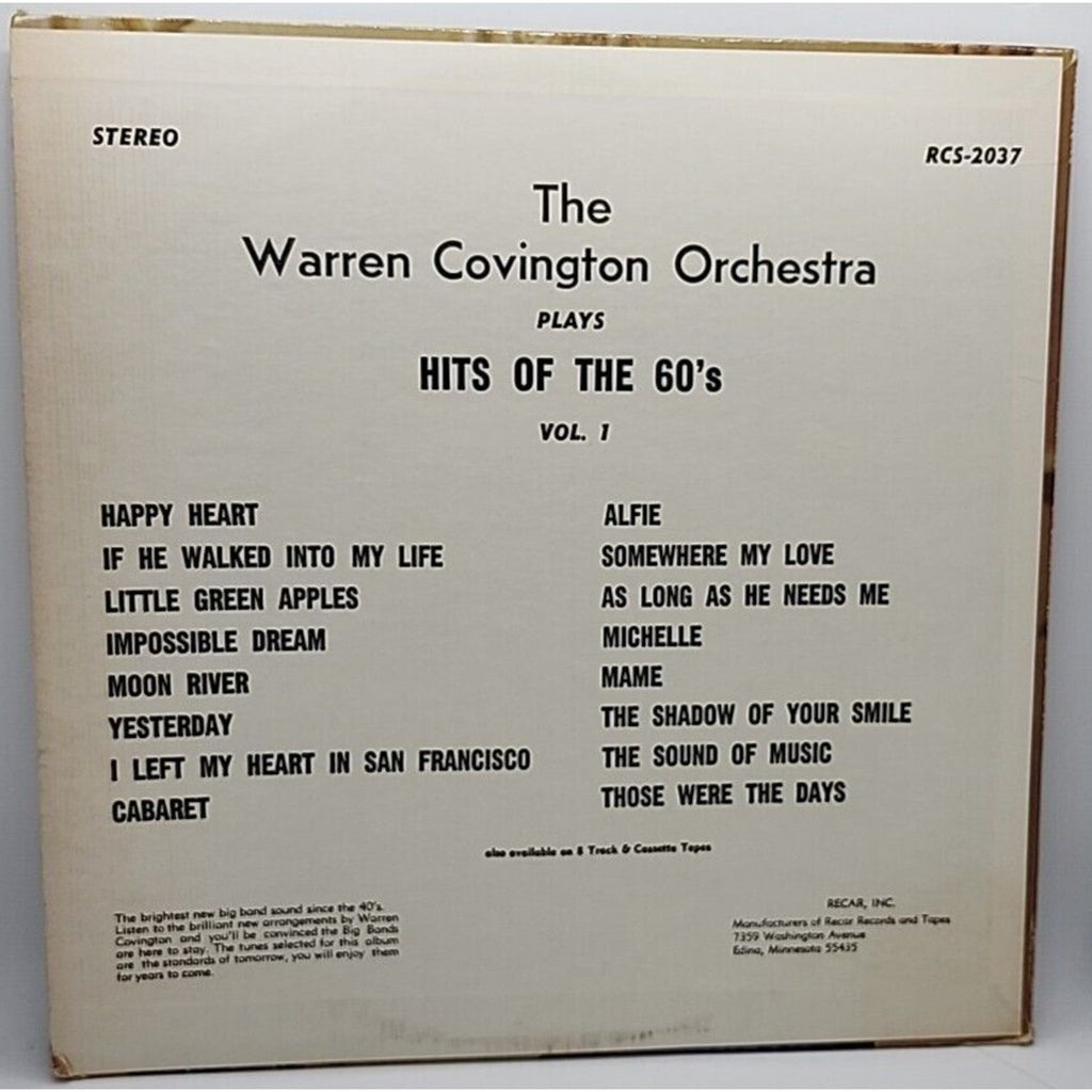 Warren Covington Hits Of The 60'S Record Album Vinyl