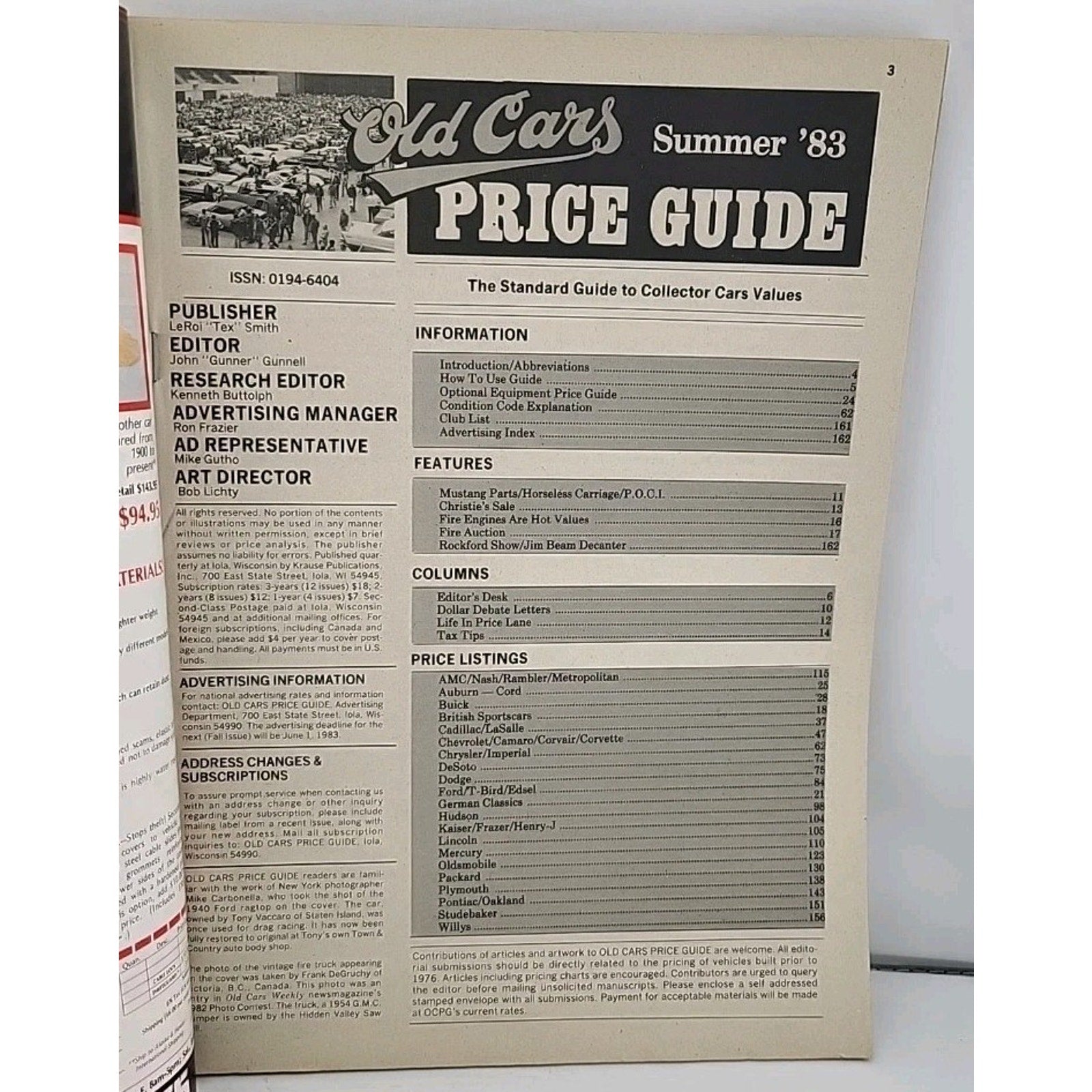 Old Cars Price Guide Summer 1983
