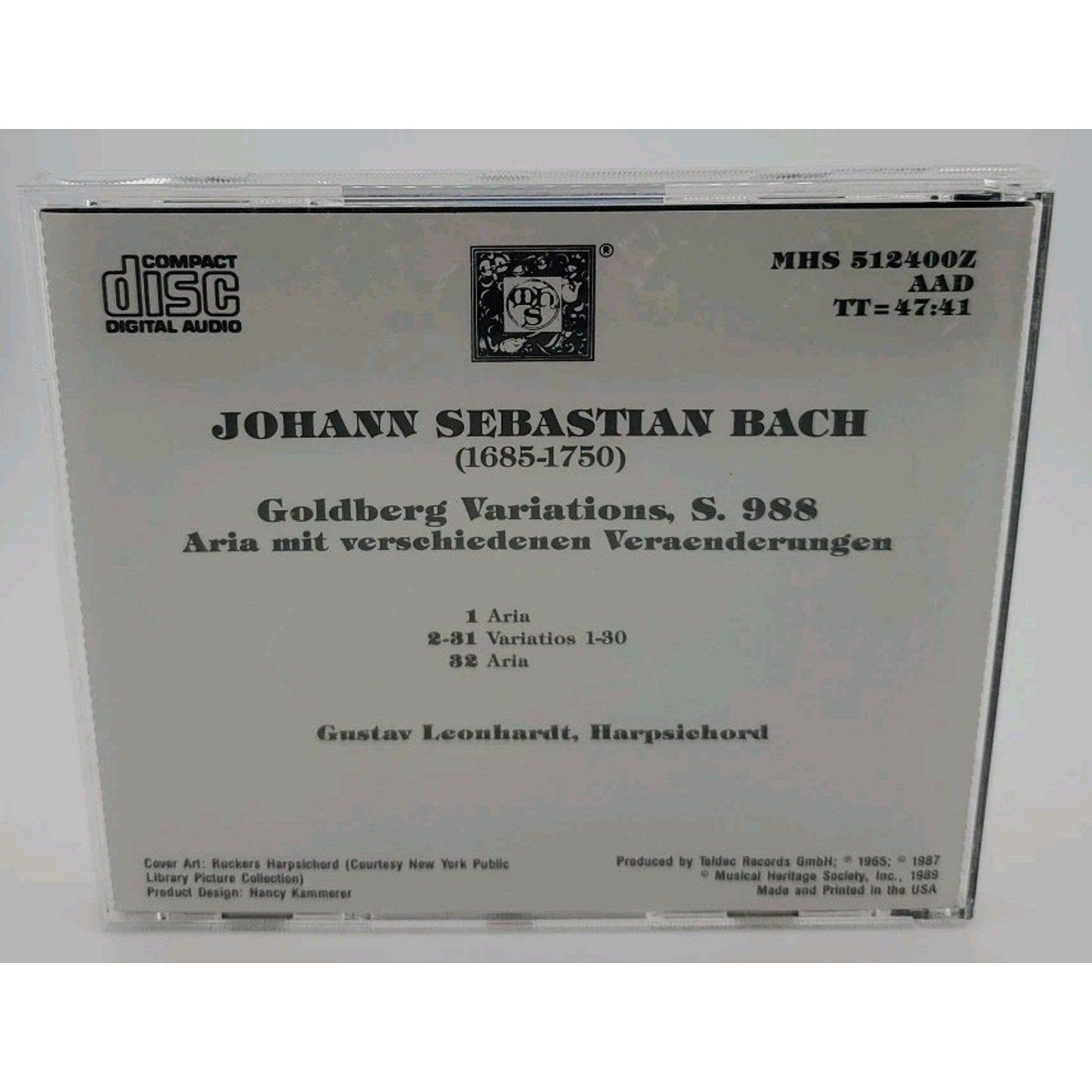 Johann Sebastian Bach Goldberg Variations, S. 988 (CD)