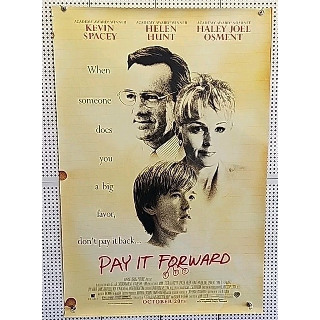 Pay It Forward - Double Sided Original Movie Poster 27” X 40” Kevin Spacey