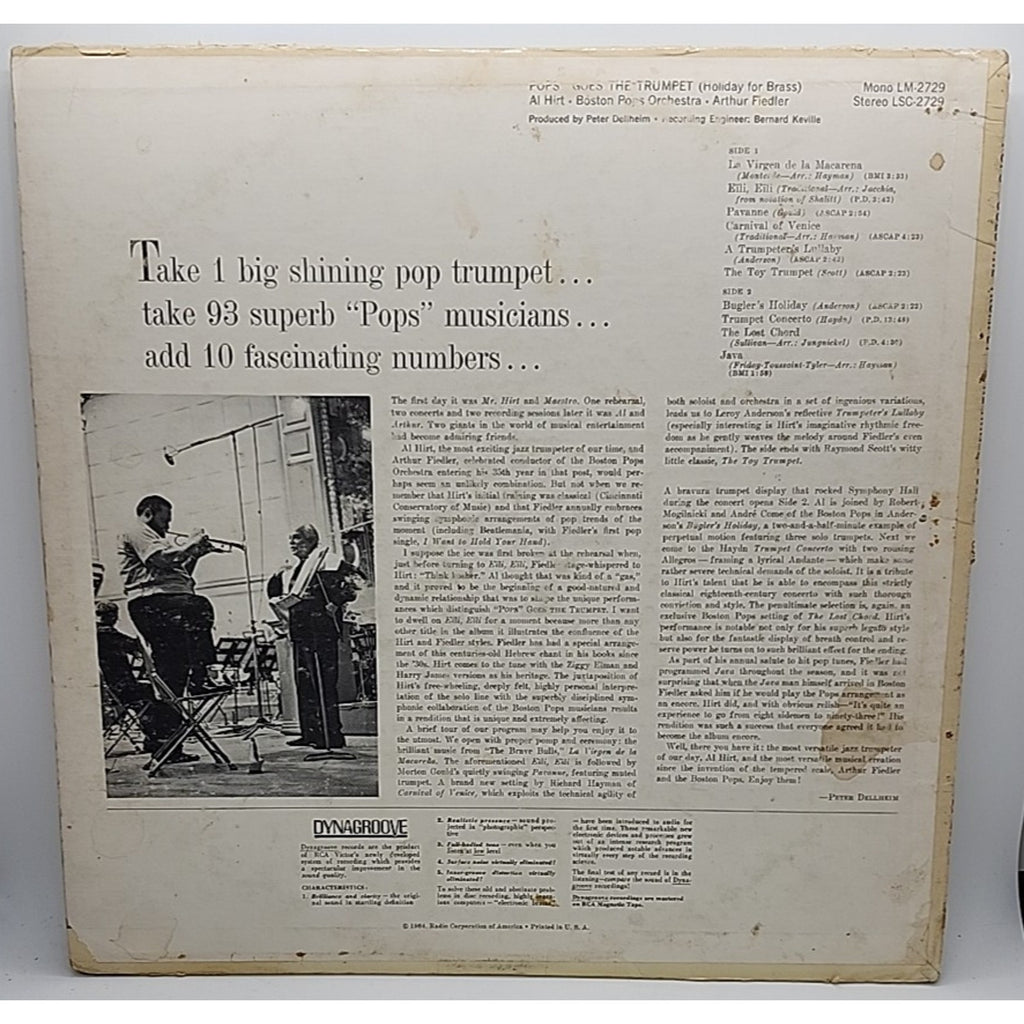 Al Hirt Pops Goes the Trumpet (Holiday for Brass) 1964 Jazz RCA Victor (Record)