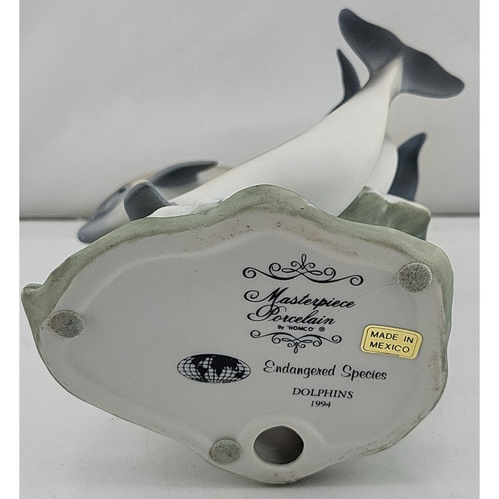Homco 1994 Masterpiece Porcelain "Endangered Species DOLPHINS" Figurine