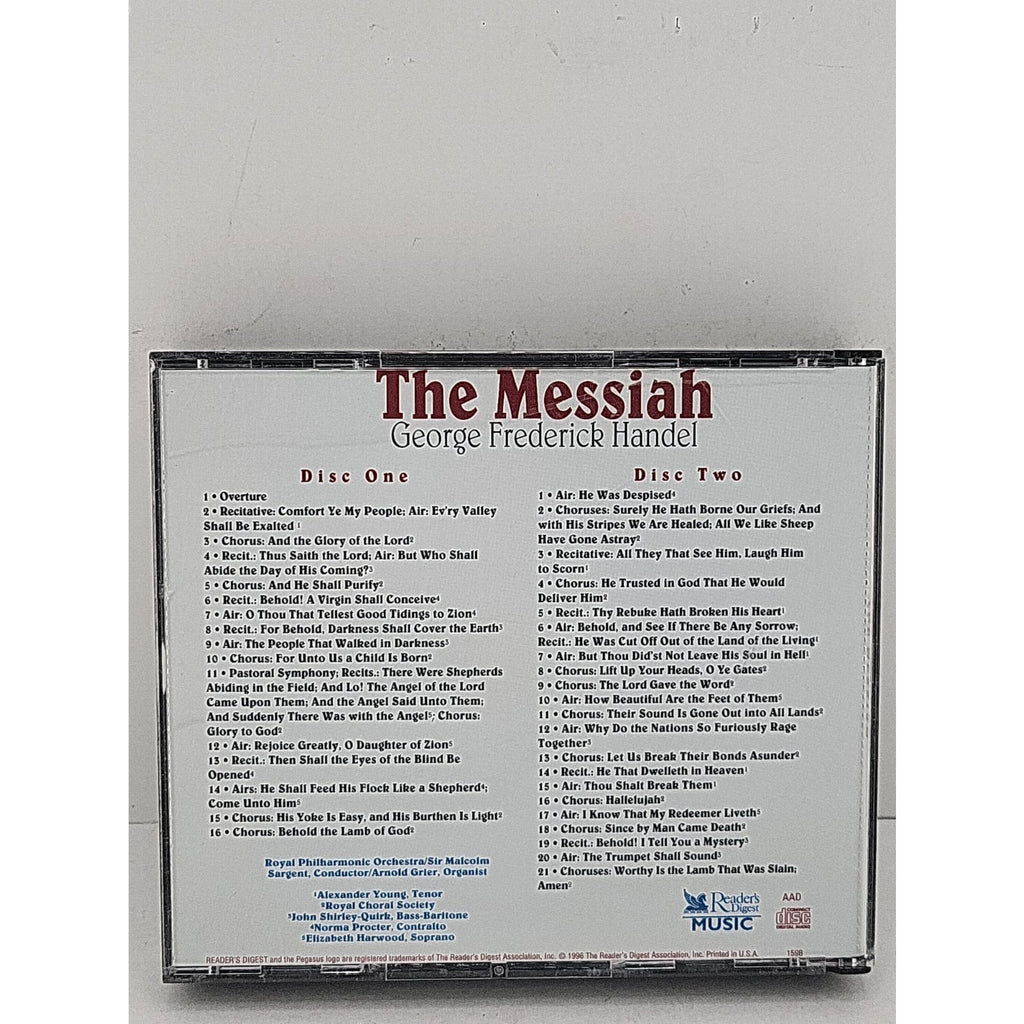 The Messiah George Frederick Handel CD 2-Disc 1996 Reader's Digest